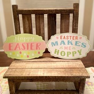 Happy Easter Hanging Wall Decor Signs Set of 2, Easter Makes Me Hoppy